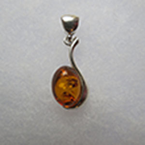 Pendentif Ovale cuillre d'argent - bijou ambre et argent